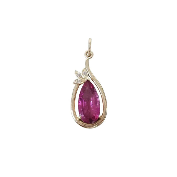 14k Solid Gold Rubellite Pendant | Natural Pink Tourmaline - K Jewelry Accessories