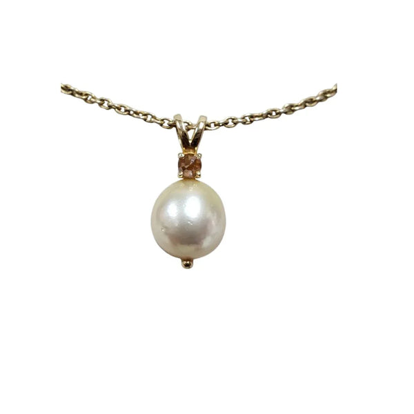 Natural Pearl & Diamond Pendant in 18K Gold - K Jewelry Accessories