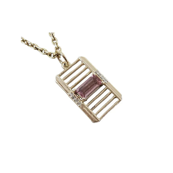 14k Gold Baguette Tourmaline & Diamond Pendant | - K Jewelry Accessories