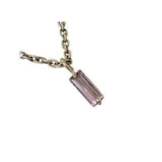 Pink Baguette Tourmaline 14k Gold Pendant: Natural Gemstone Charm