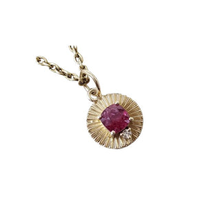Dainty Pink Spinel & Diamond Pendant in 14K Gold