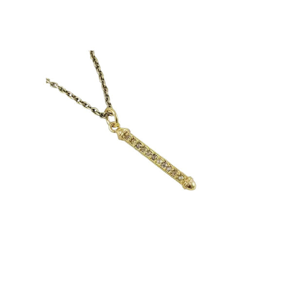 14k Solid Gold Rose Cut Diamond Bar Pendant