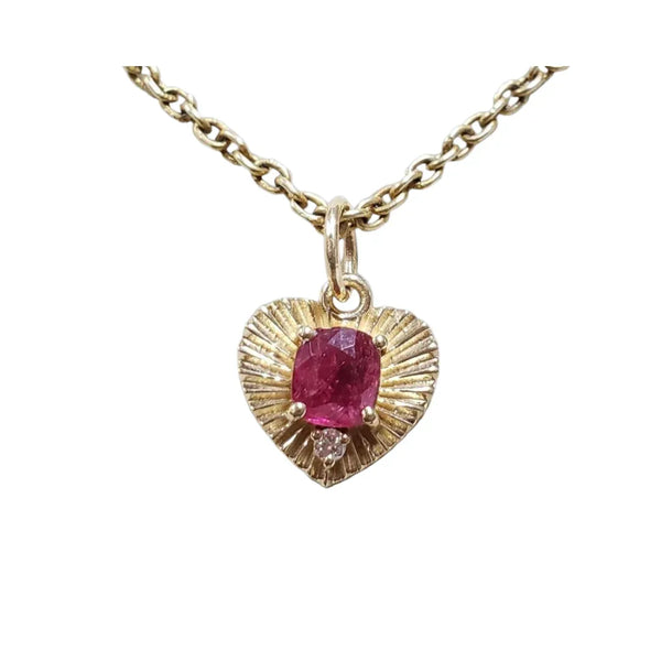 14K Solid Gold Pink Tourmaline & Diamond Pendant - K Jewelry Accessories