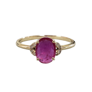 14k Gold Oval Ruby Ring with Diamond Accents