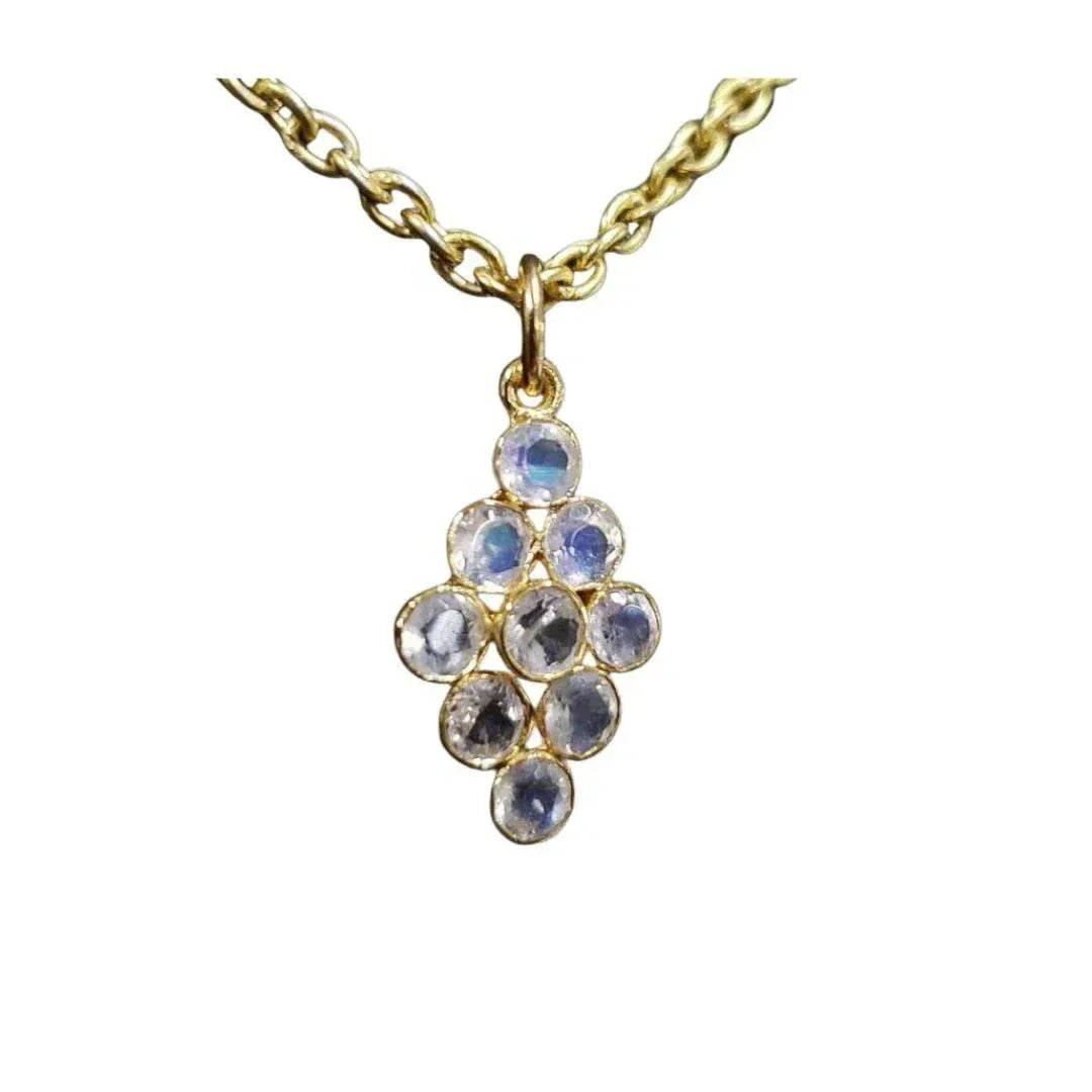 14k Gold 3mm Round Rainbow Moonstone Pendant, DIY Jewelry Findings - K Jewelry Accessories