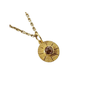 14k Gold Brown Diamond Medallion Necklace