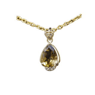 14k Gold Tourmaline Pendant with Diamond Heart Bail - K Jewelry Accessories