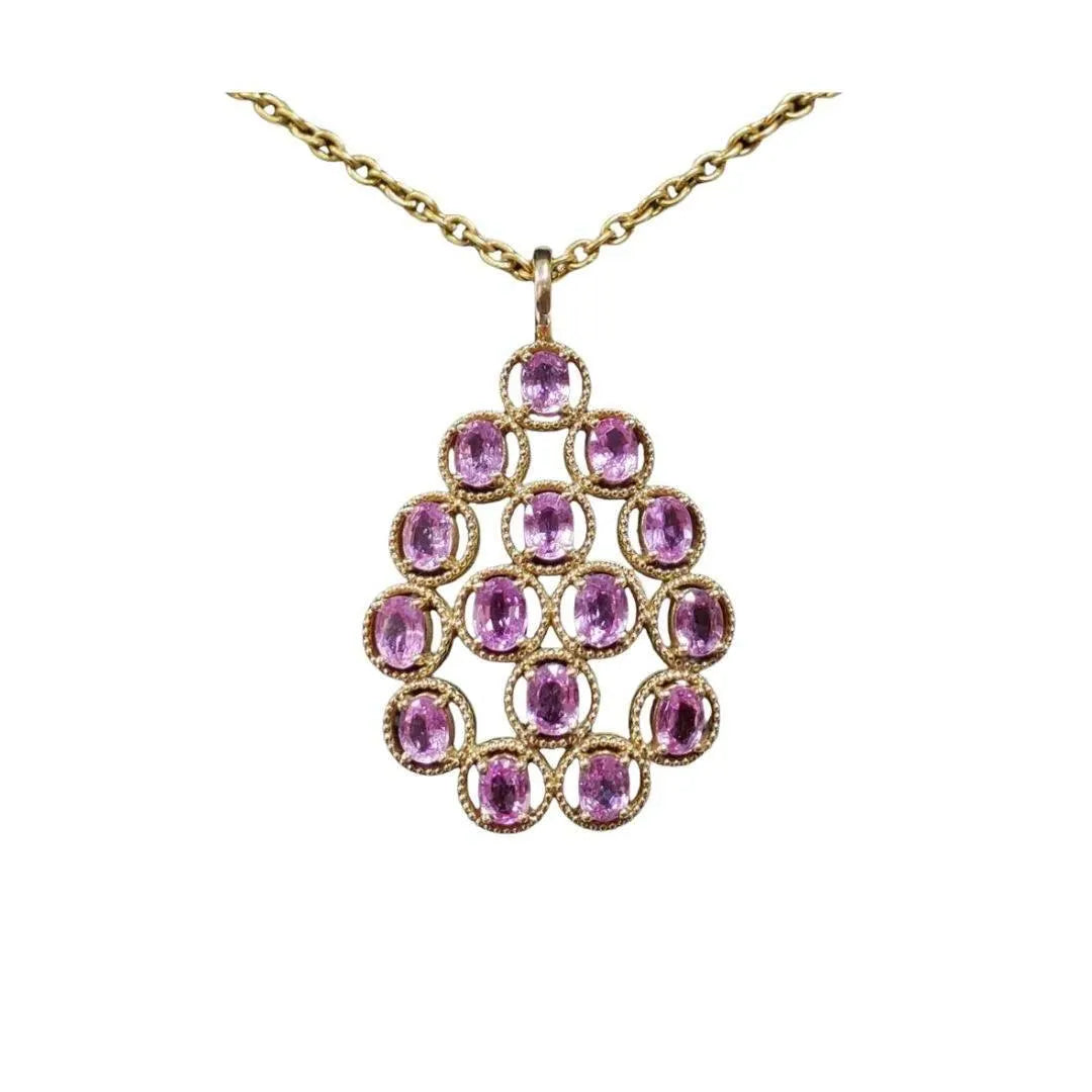 14k Gold Pink Sapphire Pendant: Oval Gemstone - K Jewelry Accessories