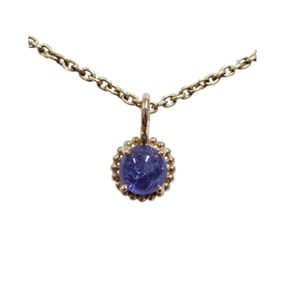 14K Gold Tanzanite Pendant | Natural Round Tanzanite Charm