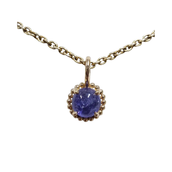 14K Gold Tanzanite Pendant | Natural Round Tanzanite Charm