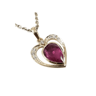 Natural Pink Tourmaline Diamond Pendant: 14k Gold Heart Jewelry - K Jewelry Accessories