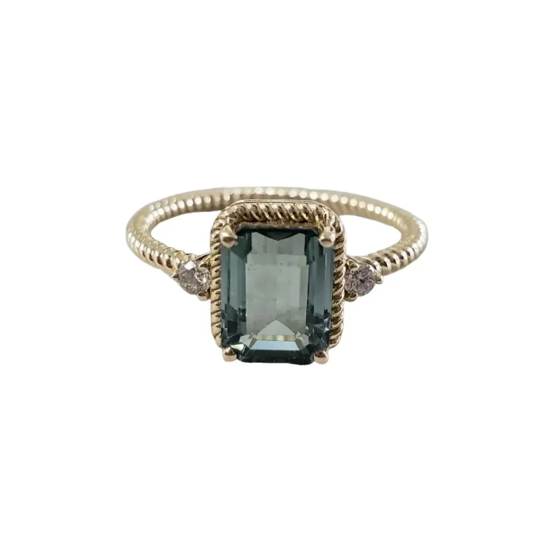 14k Gold Green Tourmaline Diamond Ring - K Jewelry Accessories