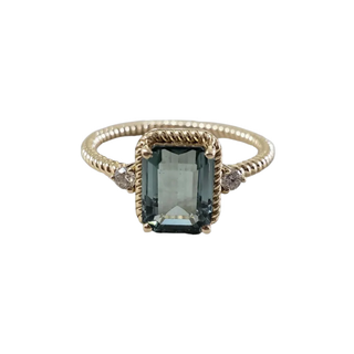 14k Gold Green Tourmaline Diamond Ring