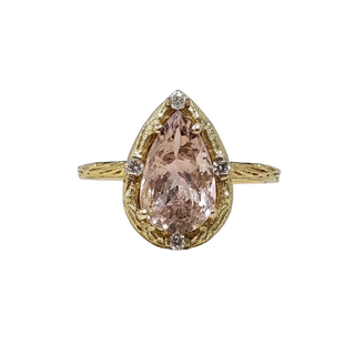Elegant Pear Cut Pink Tourmaline Ring, 14k Gold Teardrop Gemstone Ring