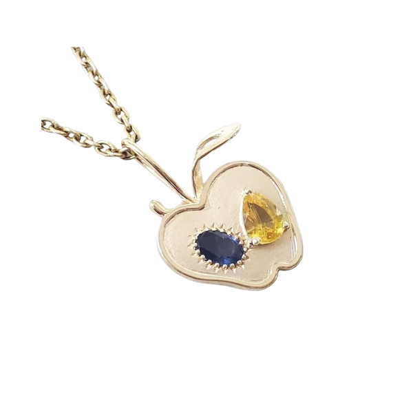 4k Solid Gold Blue & Yellow Sapphire Pendant