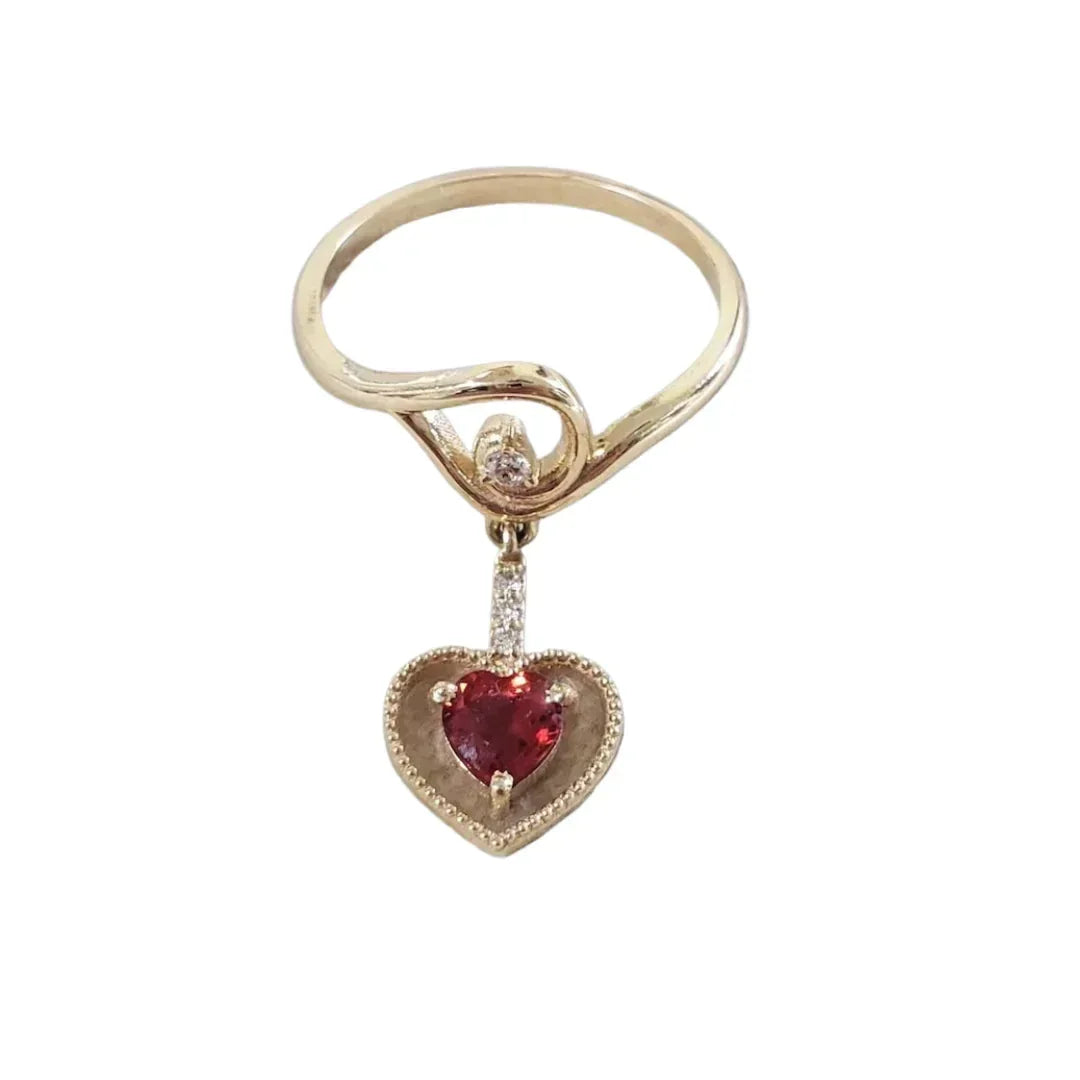 14k Gold Orange Sapphire Heart Ring - K Jewelry Accessories