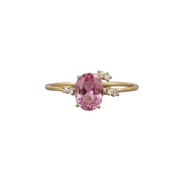 14k Gold Pink Sapphire Diamond Ring