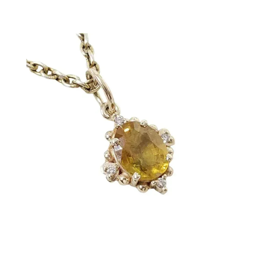 14k Gold Yellow Sapphire Pendant Diamond Accents, Handmade Jewelry - K Jewelry Accessories