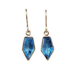 14k Gold Swiss Blue Topaz Earrings: Pentagon Bezel Set - K Jewelry Accessories