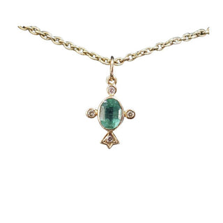 14K Gold Emerald & Diamond Pendant: Zambian Green Gemstone - K Jewelry Accessories