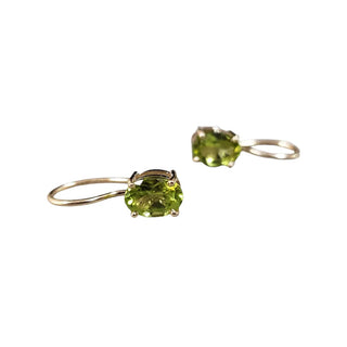 14k Gold Peridot Earrings: Leverback, Prong Setting - K Jewelry Accessories