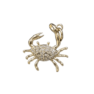 Crab 14k Gold Pendant, Natural Rose Cut Diamond, - K Jewelry Accessories