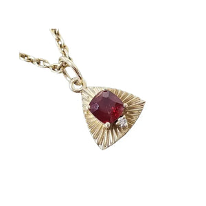 14K Solid Gold Spinel Diamond Charm Pendant