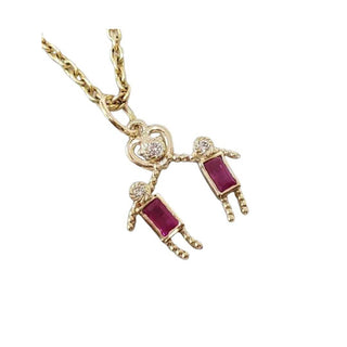 14k Gold Family Pendant Necklace: Tourmaline, Diamond Heart, Baguette Birthstone - K Jewelry Accessories