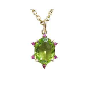 14k Gold Peridot and Ruby Pendant: Birthstone Jewelry - K Jewelry Accessories