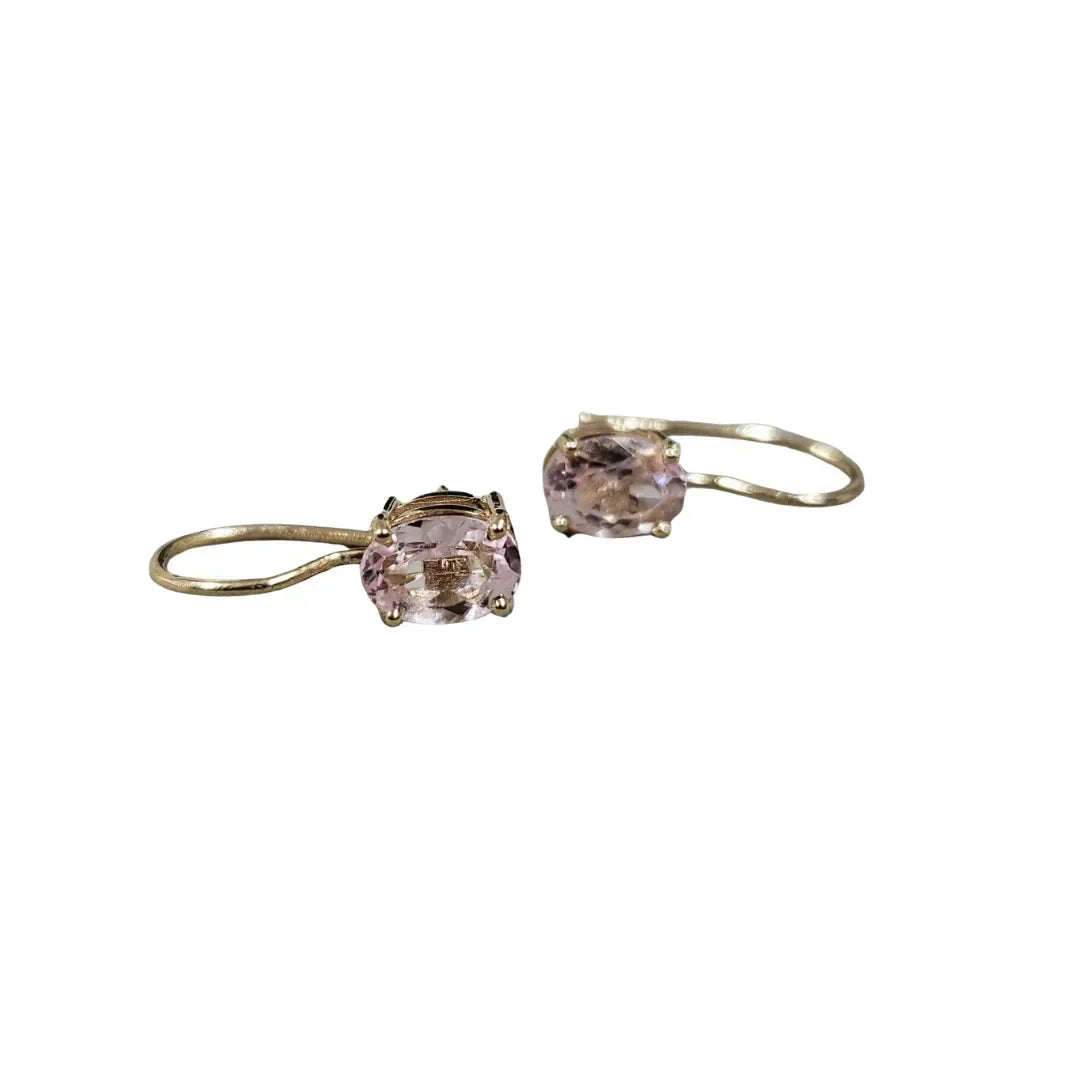 Oval Morganite 14k Gold Leverback Earrings: Handmade Dangle Jewelry - K Jewelry Accessories