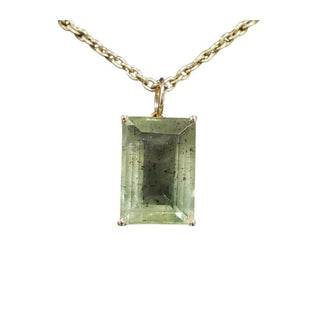 Handmade Green Aquamarine 14k Gold Rectangle Pendant - K Jewelry Accessories