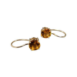14k Gold Citrine Leverback Earrings: 6mm Round Gemstone