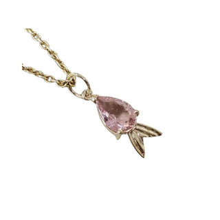 14k Gold Fish Tourmaline Pendant Necklace: Pink Tourmaline Gemstone, Handmade - K Jewelry Accessories
