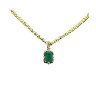 14K Gold Rectangle Emerald & Diamond Pendant - K Jewelry Accessories