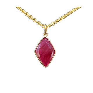 18k Gold Ruby Pendant: Kite Shape Bezel-Set Birthstone - K Jewelry Accessories