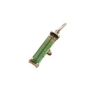 14k Gold Baguette Green Tourmaline Diamond Pendant - K Jewelry Accessories