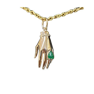 14k Mystic Hand Pendant: Zambian Emerald Heart Talisman - K Jewelry Accessories