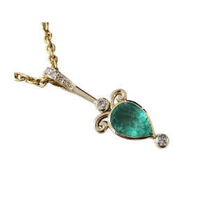 Emerald & Diamond Pendant: Pear Shape Vivid Green Jewelry - K Jewelry Accessories