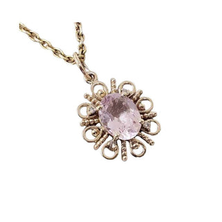 Pink Morganite Diamond Pendant - Oval Gemstone - K Jewelry Accessories