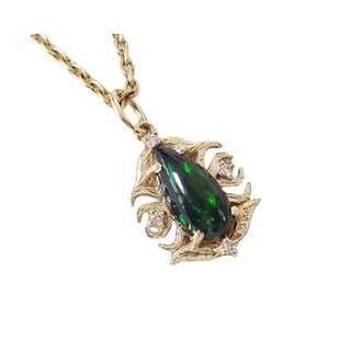 Teardrop Black Opal and Diamond Pendant – 14k Gold Black Ethiopian Fire - K Jewelry Accessories
