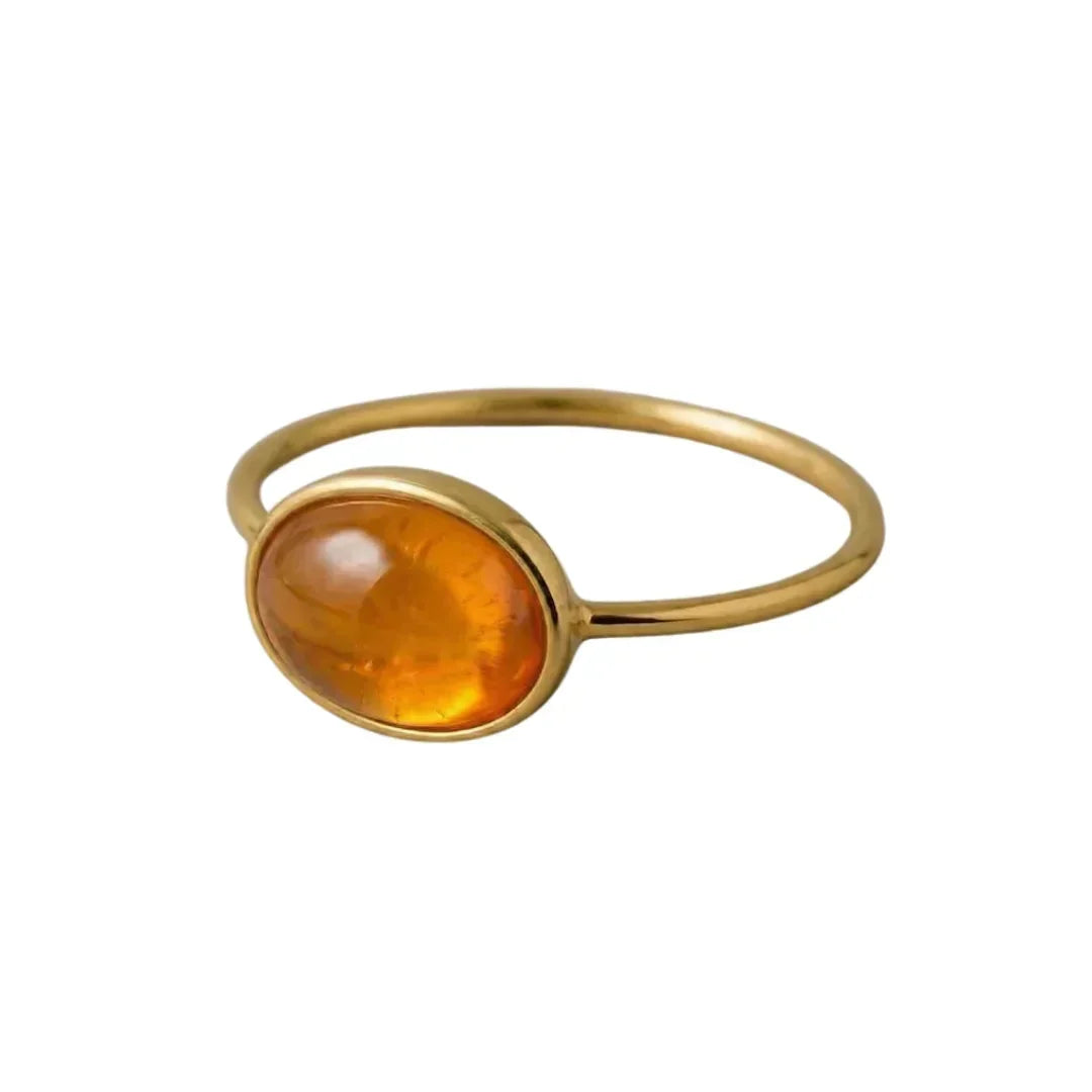 Carnelian Oval Ring 8x10 mm | Handmade 18K Gold Carnelian Ring - K Jewelry Accessories