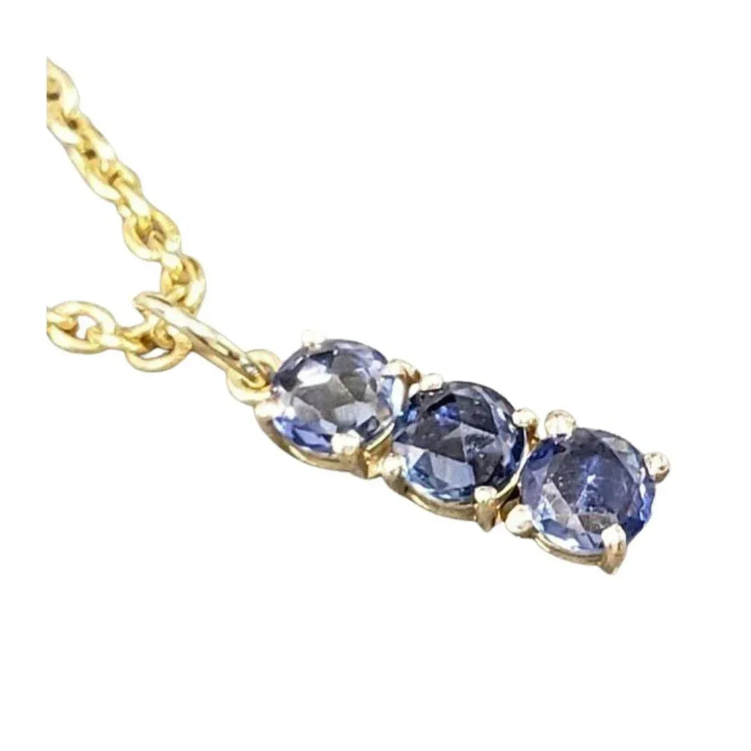 14k Blue Sapphire Pendant: Rose Cut Gemstone - K Jewelry Accessories