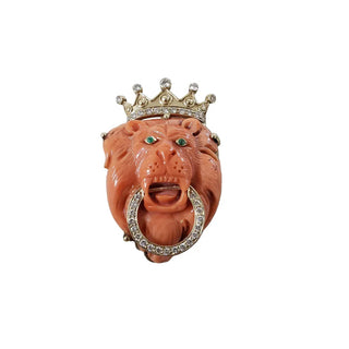 Royal Lion Coral Brooch Pendant - K Jewelry Accessories