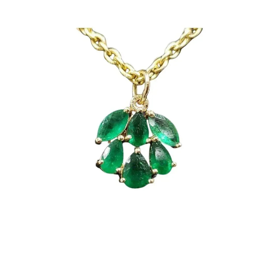14k Gold Emerald Pendant, Precious stone, Dainty Gold Pendant - K Jewelry Accessories