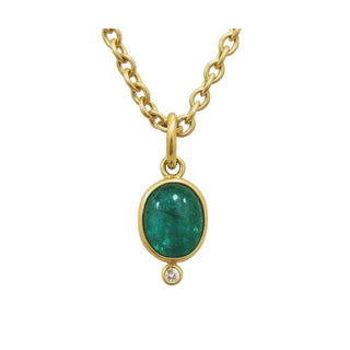 14k Gold Emerald Diamond Pendant | Oval Green Gemstone Necklace - K Jewelry Accessories