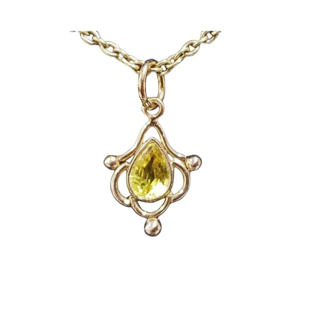 5x7 MM Natural Yellow Sapphire Gold Pendant For Women - K Jewelry Accessories