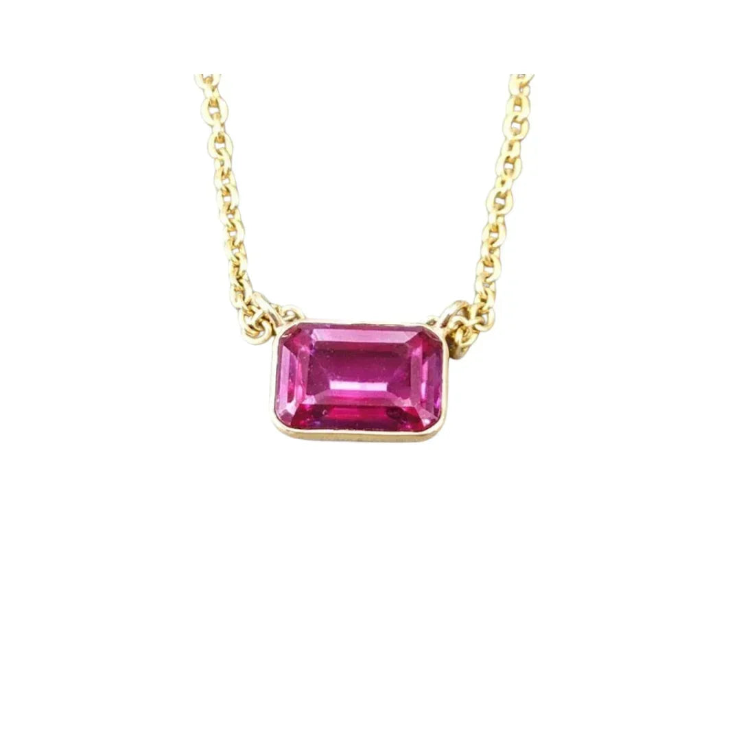 18K Solid Gold Pink Topaz Pendant Connector - K Jewelry Accessories