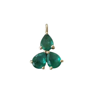 Natural Emerald Gold Charm – 14k Solid Gold Pear Cut Zambian Emerald Pendant - K Jewelry Accessories
