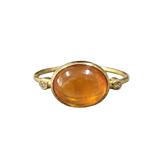 18k Gold Carnelian Ring with Diamond Accent