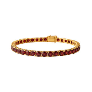14k Gold Garnet Tennis Bracelet | Handmade Red Gemstone Bracelet - K Jewelry Accessories